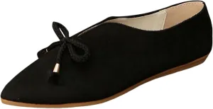 Crzidha Pointed Toe Flats for Women Dressy V Cut Bowknot Comfortable Ballet Flat Shoes Slip on Dress Casual Shoes Walking Office Shoes Soft Ballerina Lightweight Ladies Driving Work Shoes