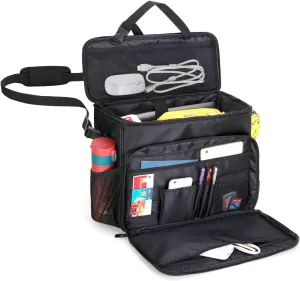 CURMIO Patrol Bag Law Enforcement, Car Seat Organizer, Truck Organizer with Padded Sleeve for Laptop, Patent Design, Black