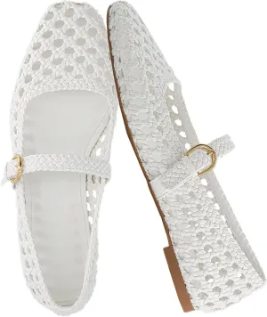 CUSHIONAIRE Weston Women’s Hand Woven Dressy Ballet Flats – Faux Leather Mary Jane with Adjustable Strap & Memory Foam