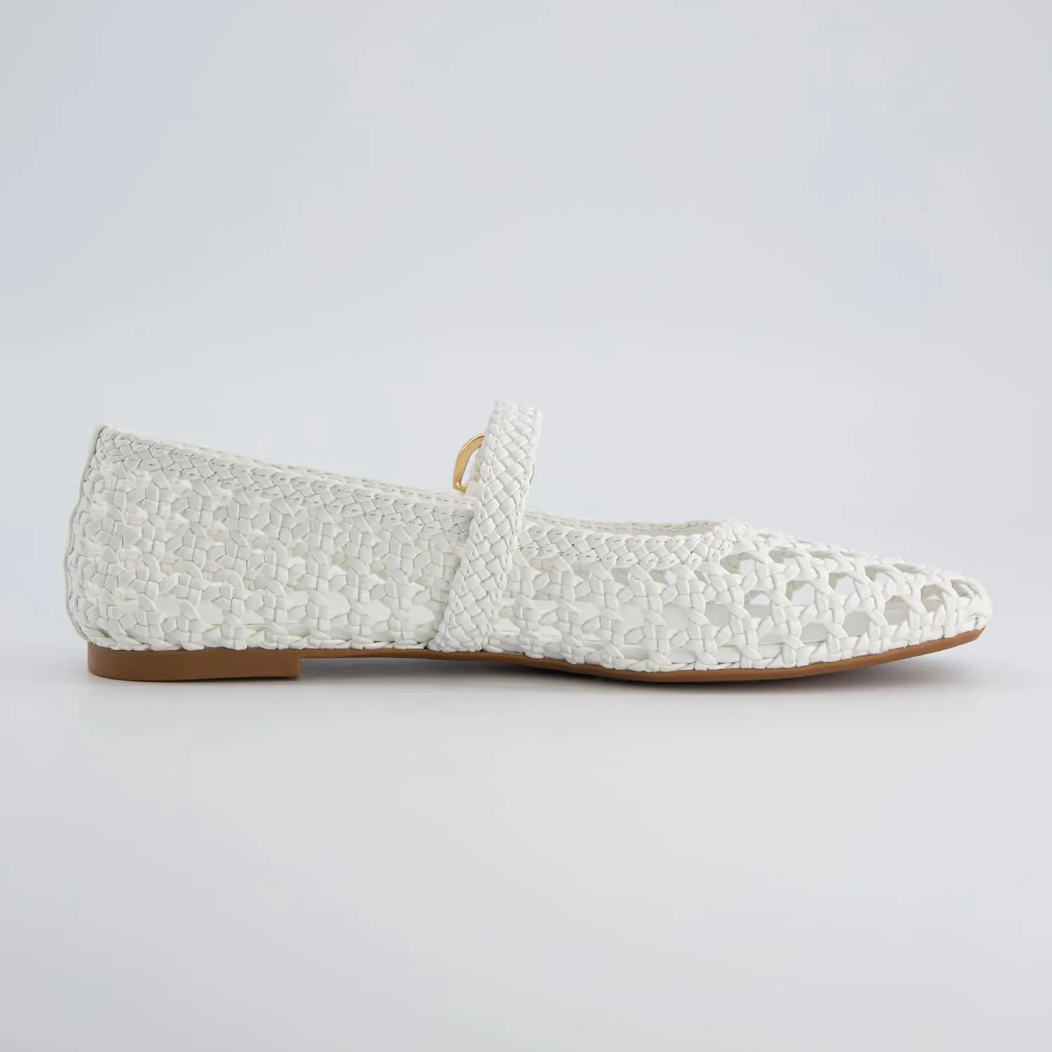 CUSHIONAIRE Weston Women’s Hand Woven Dressy Ballet Flats – Faux Leather Mary Jane with Adjustable Strap & Memory Foam