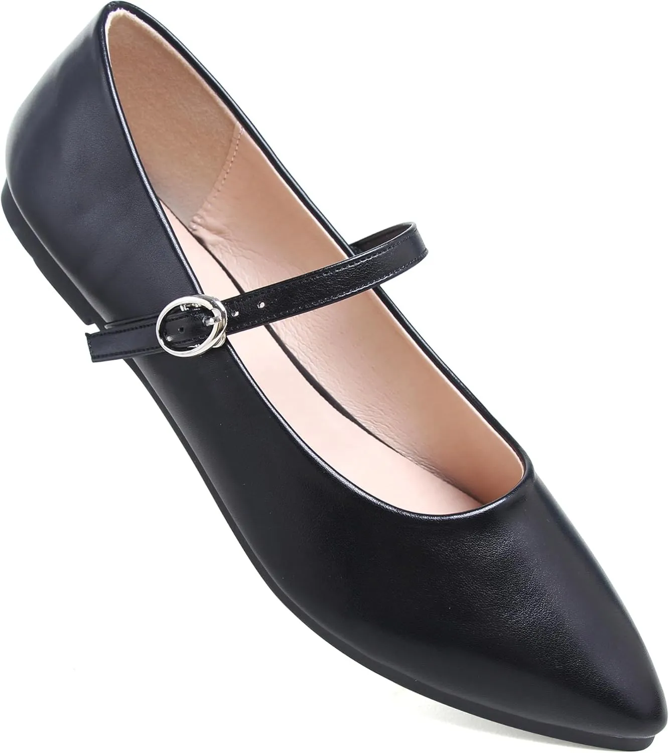 Dear Time Women's Pointed Toe Flats Mary Jane Shoes Adjustable Strap Ballets Vintage Office Work Comfortable Shoes