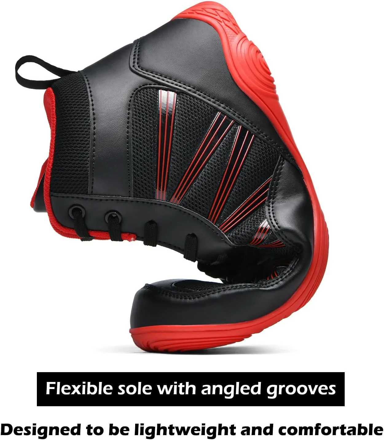 DimaiGlobal Men's Wrestling Shoe Boxing Shoes Zero Drop Sole High Top Fighting Shoes Fitness Sneaker Taekwondo Karate Martial Arts Weightlifting Training Shoes