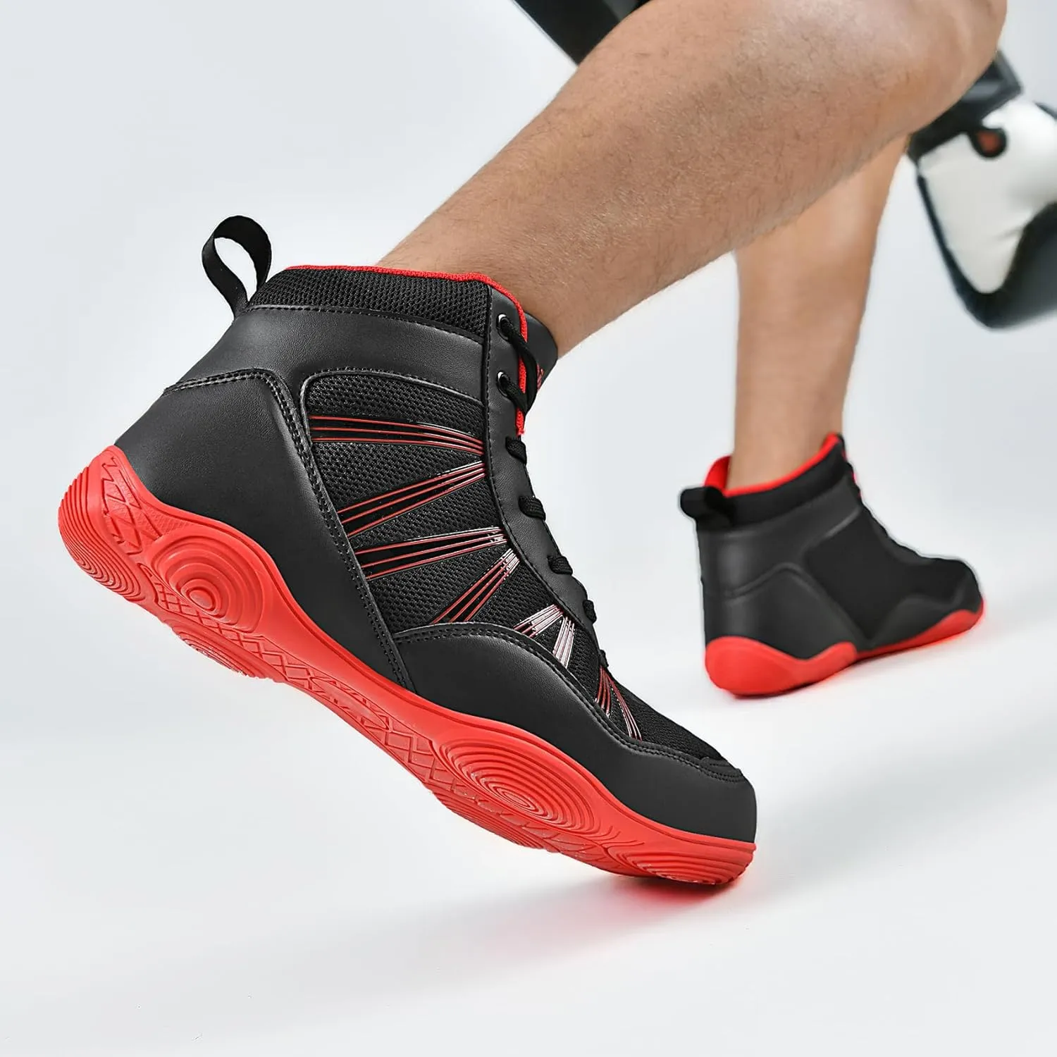 DimaiGlobal Men's Wrestling Shoe Boxing Shoes Zero Drop Sole High Top Fighting Shoes Fitness Sneaker Taekwondo Karate Martial Arts Weightlifting Training Shoes