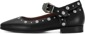 DOEYG Studded Mary Janes Ballet Flats Shoes for Women Square Toe Mary Jane Shoes Dressy Casual Ballerina Shoes with Buckle Strap