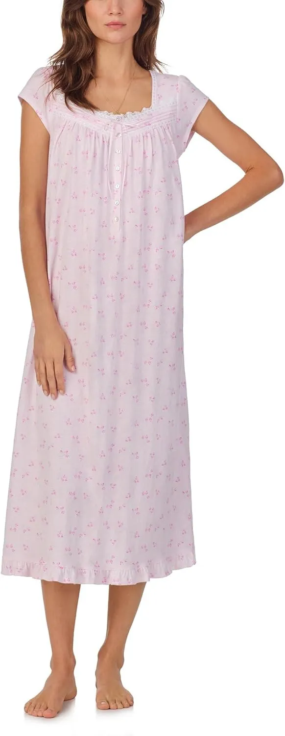 Eileen West Women's Cotton Knit Cap Sleeve Gown