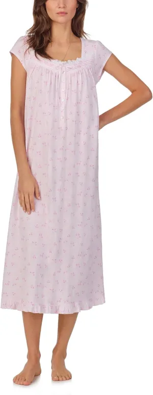 Eileen West Women's Cotton Knit Cap Sleeve Gown