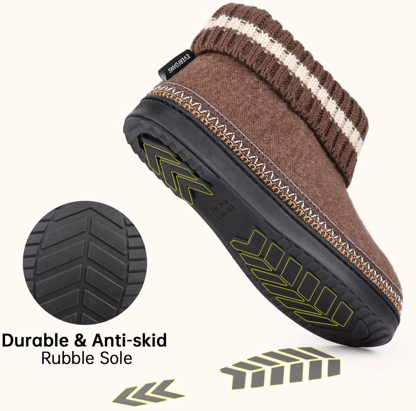 EverFoams Women's Bootie Slippers Non-slip Comfy Winter Indoor House Shoes with Knitted Collar