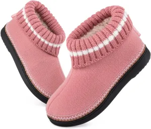 EverFoams Women's Bootie Slippers Non-slip Comfy Winter Indoor House Shoes with Knitted Collar