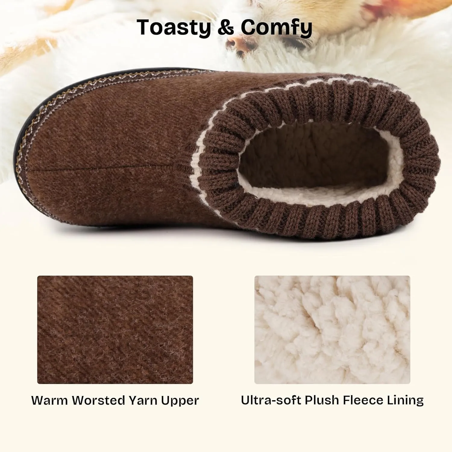 EverFoams Women's Bootie Slippers Non-slip Comfy Winter Indoor House Shoes with Knitted Collar