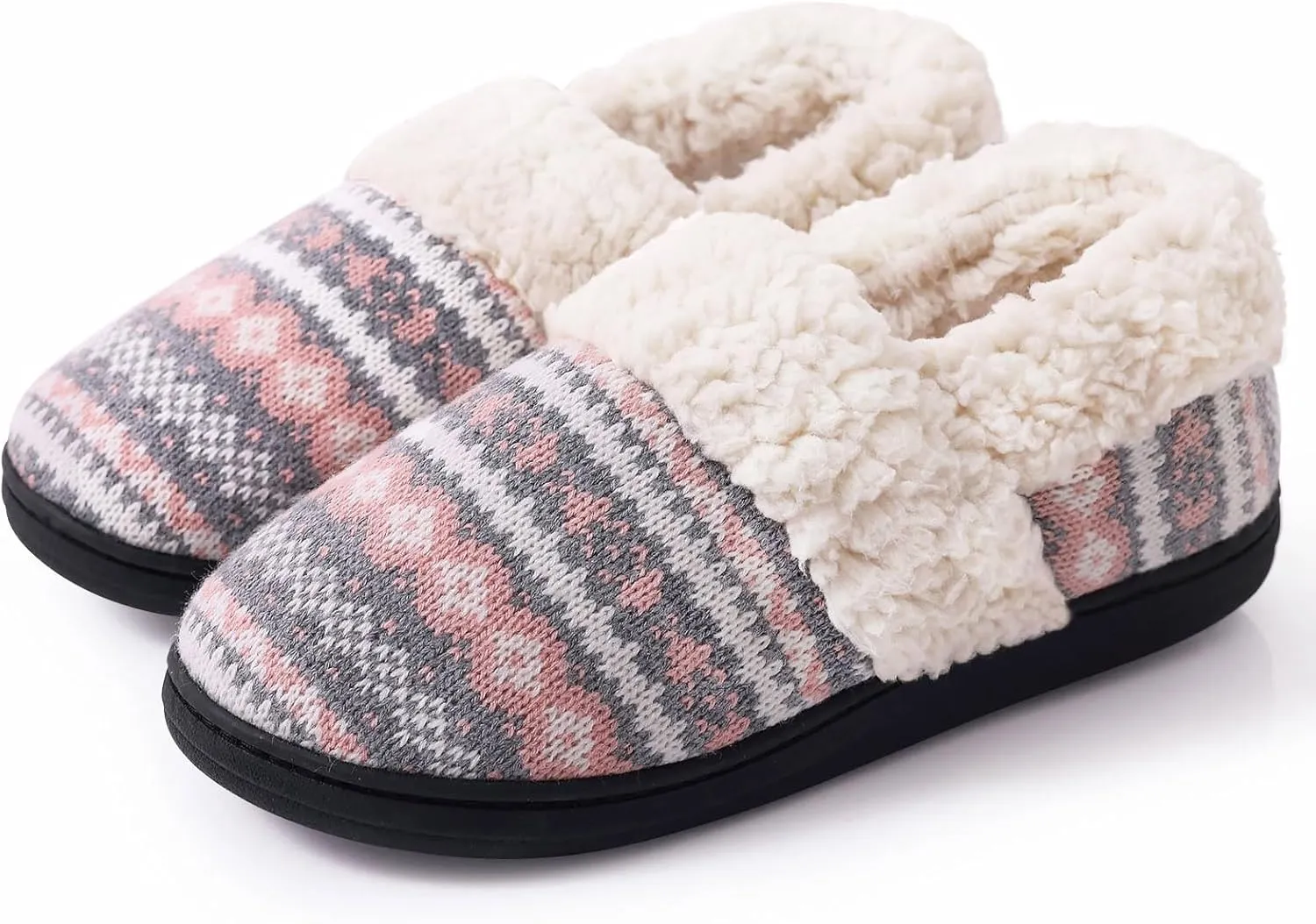 Evshine Women's Fuzzy Memory Foam Slippers, Closed Back Knit Bedroom Slippers, Slip-On Warm House Shoes for Indoor & Outdoor Comfort