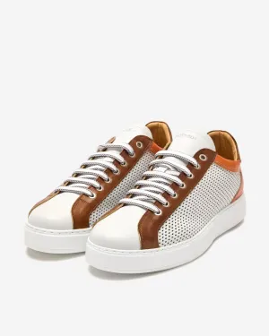 Exton Punched Runner - White and Brown Combination