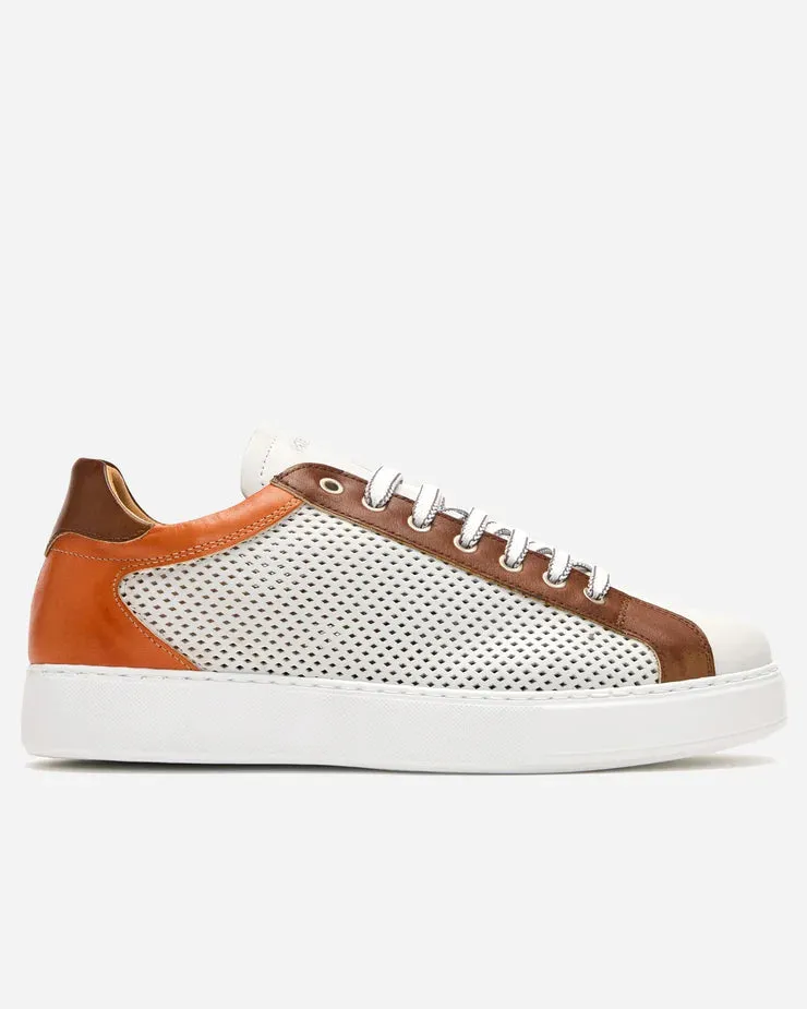 Exton Punched Runner - White and Brown Combination