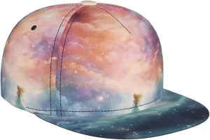 Fantasy Paradise Space Outdoor Sports Baseball Cap, Daily Sports Adjustable Fashionable Flat Brim hat, Unisex Four-Season Outdoor Sports Cap, Black