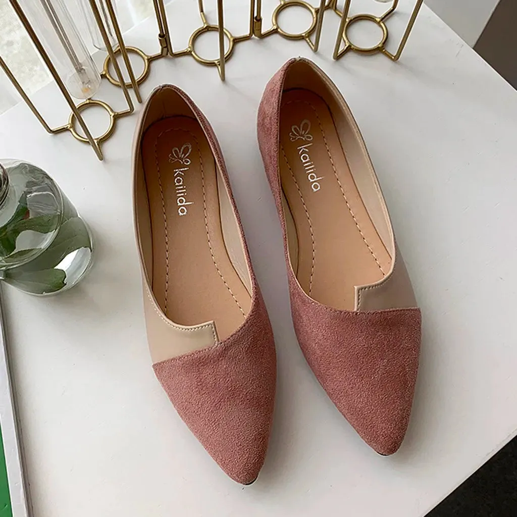 Fashion Splice Mule Flats | Pointed Toe Slip-Ons