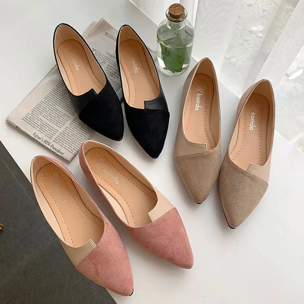 Fashion Splice Mule Flats | Pointed Toe Slip-Ons