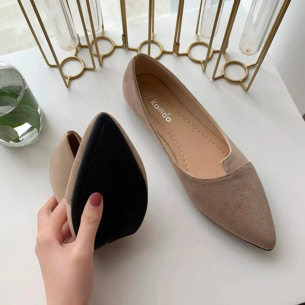 Fashion Splice Mule Flats | Pointed Toe Slip-Ons