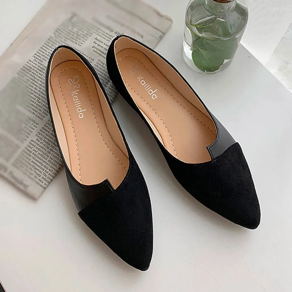Fashion Splice Mule Flats | Pointed Toe Slip-Ons