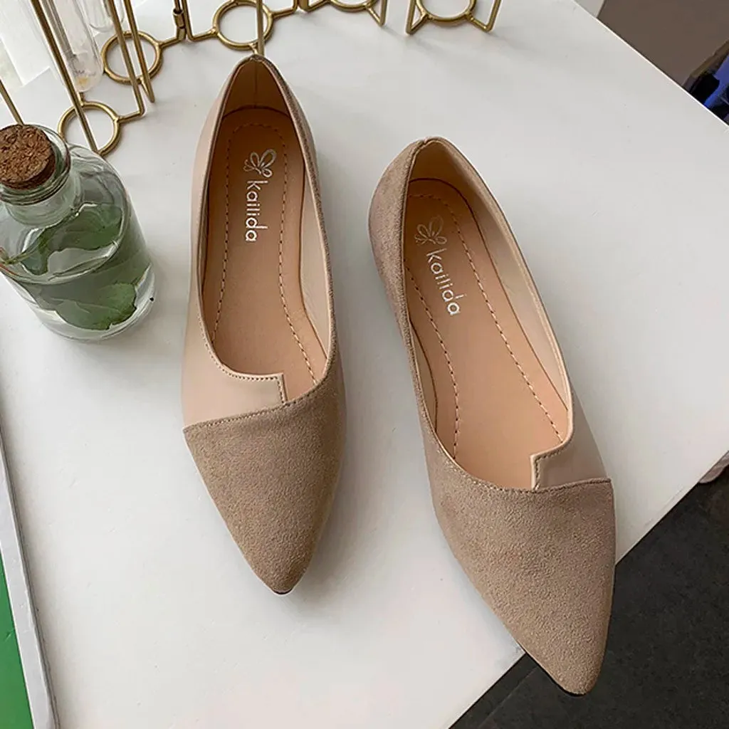 Fashion Splice Mule Flats | Pointed Toe Slip-Ons