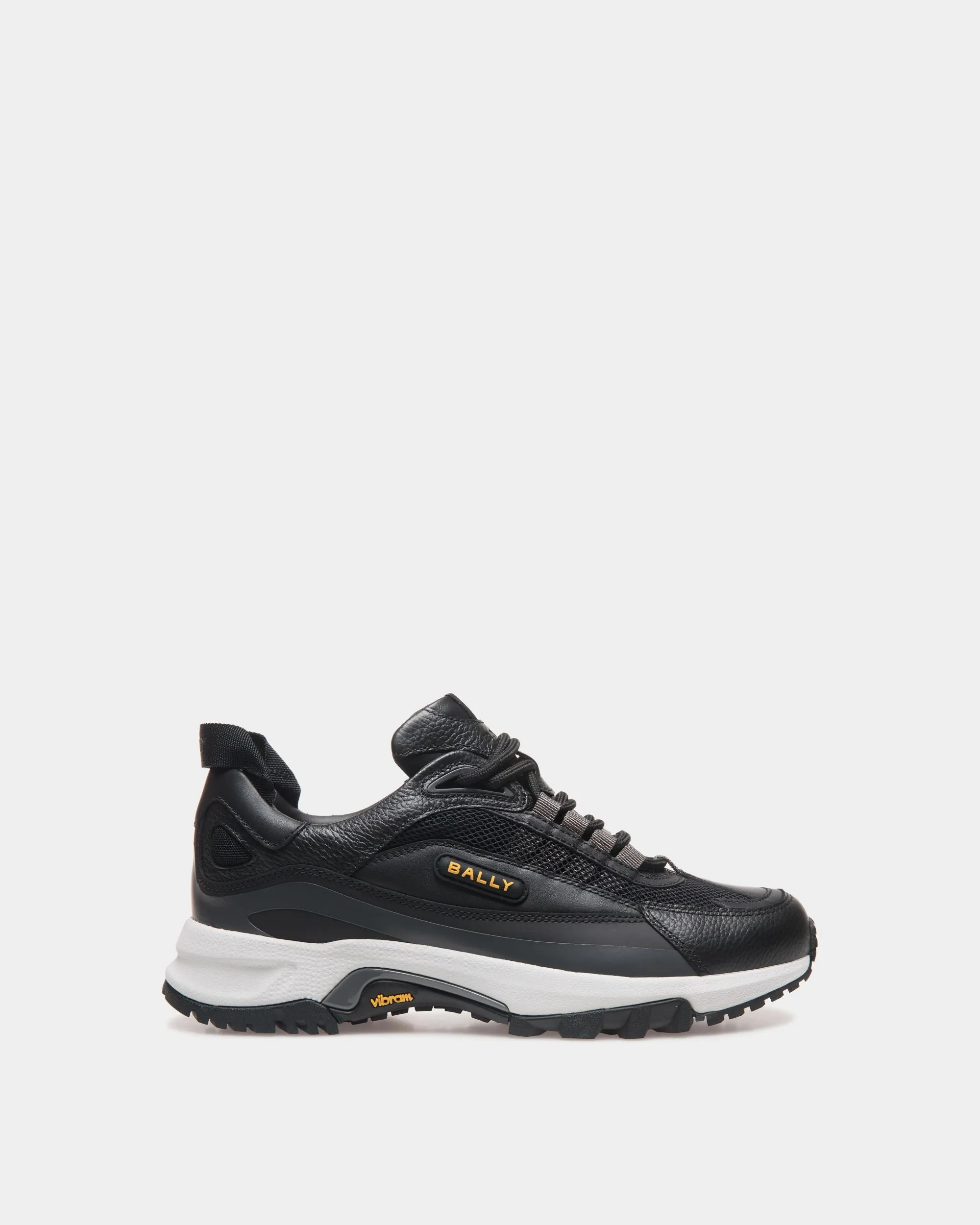 Faster Sneaker in Black Leather and Nylon