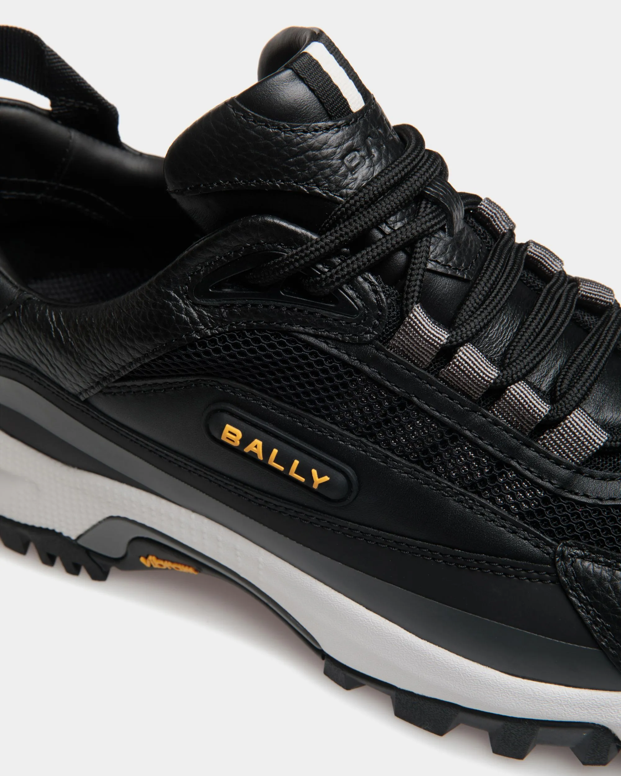 Faster Sneaker in Black Leather and Nylon