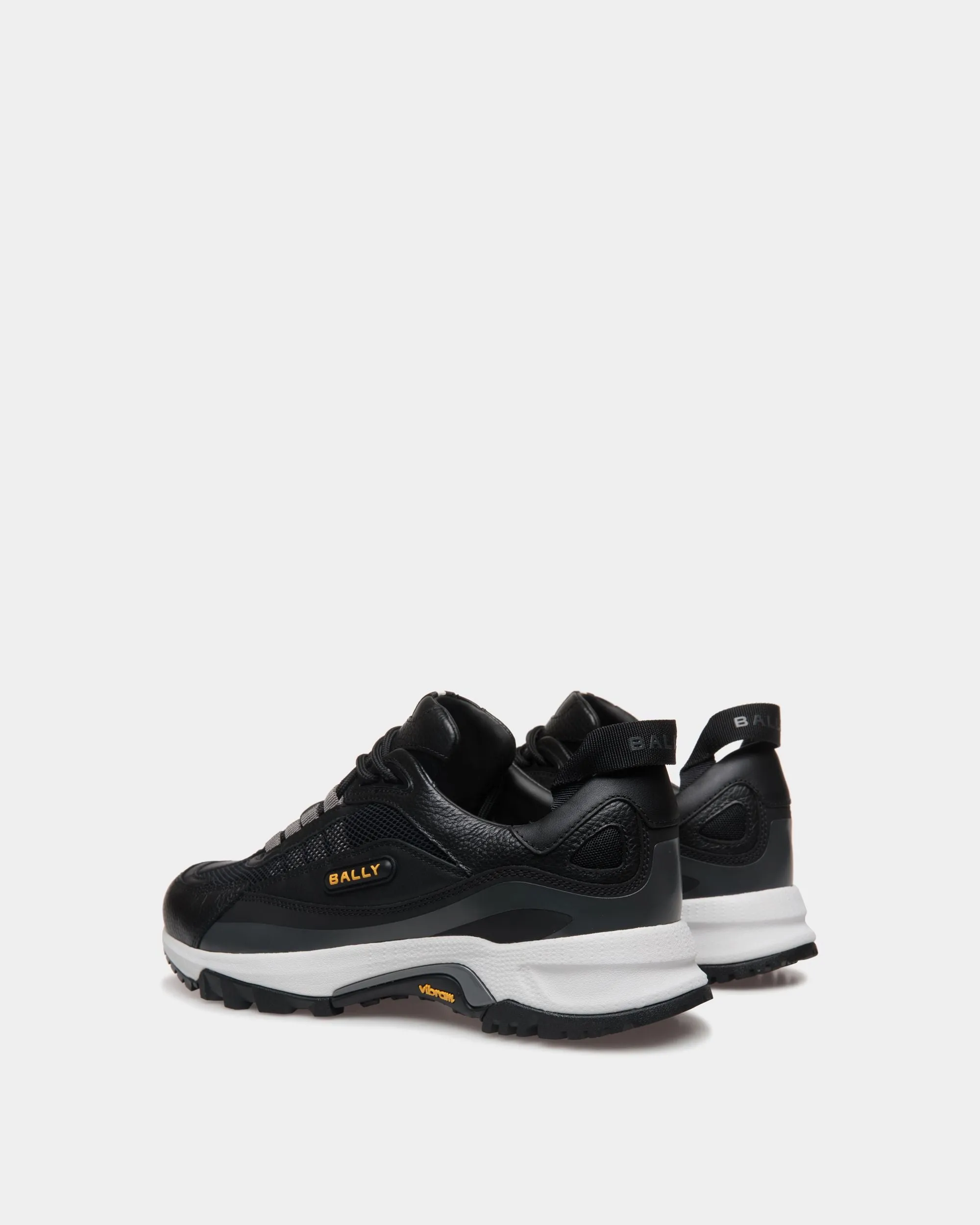 Faster Sneaker in Black Leather and Nylon