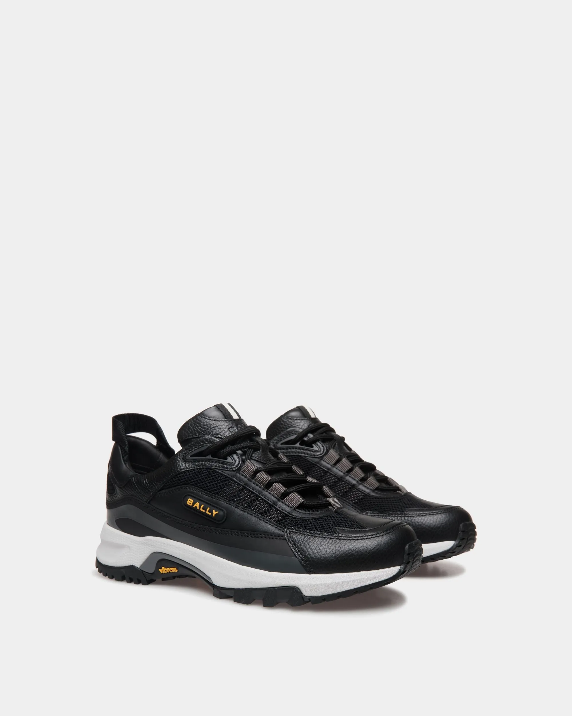 Faster Sneaker in Black Leather and Nylon