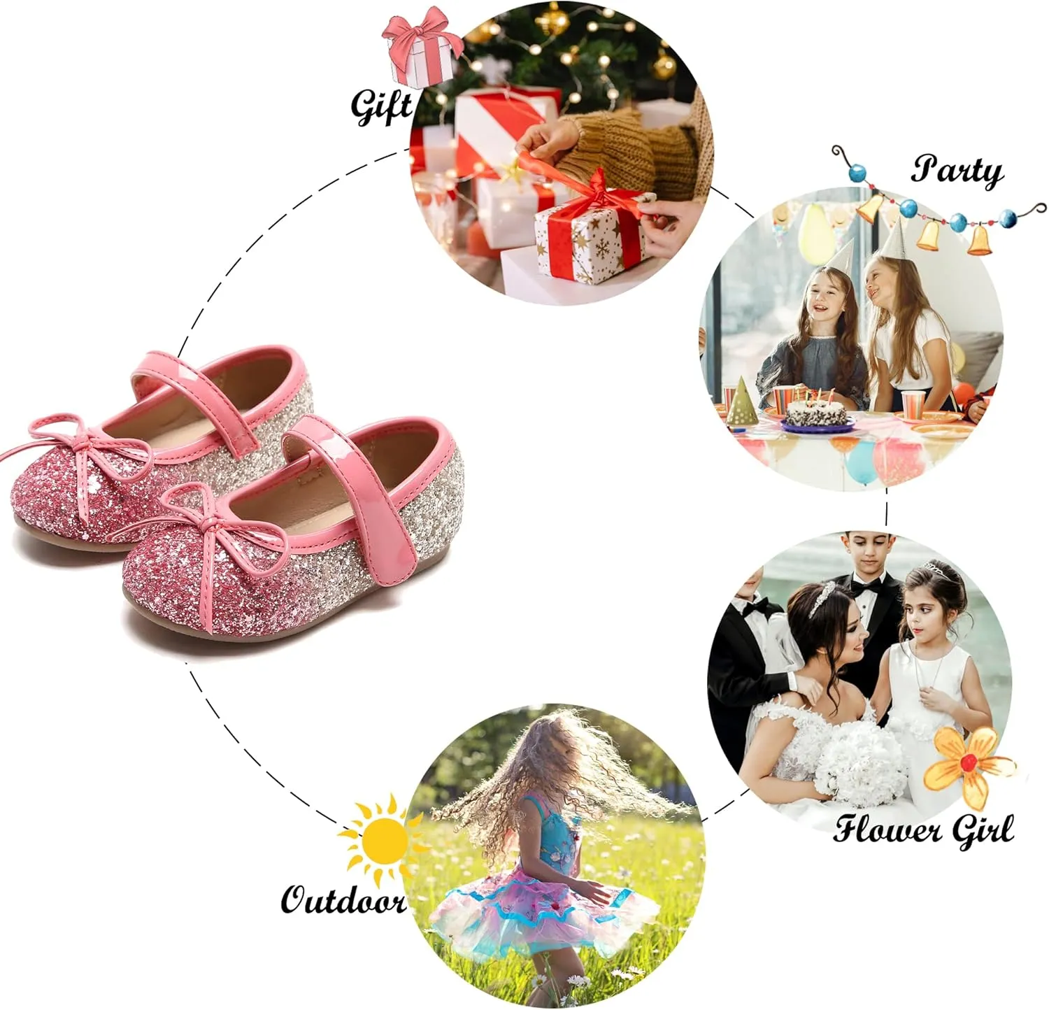 Felix & Flora Toddler Flower Girl Dress Shoes - Girl Ballet Flats Party School Shoes Wedding