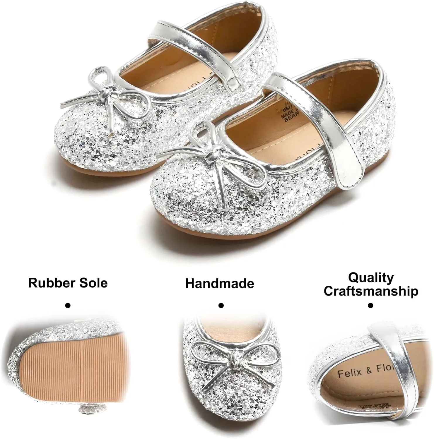 Felix & Flora Toddler Flower Girl Dress Shoes - Girl Ballet Flats Party School Shoes Wedding