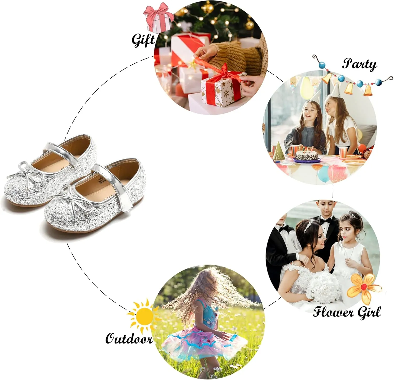 Felix & Flora Toddler Flower Girl Dress Shoes - Girl Ballet Flats Party School Shoes Wedding
