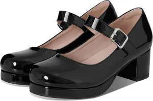 femflame Women's Low Chunky Heel Mary Jane Pumps Ankle Buckle Strap Sweet Round Toe Dress Shoes JK Cosplay Uniform Dress Shoes