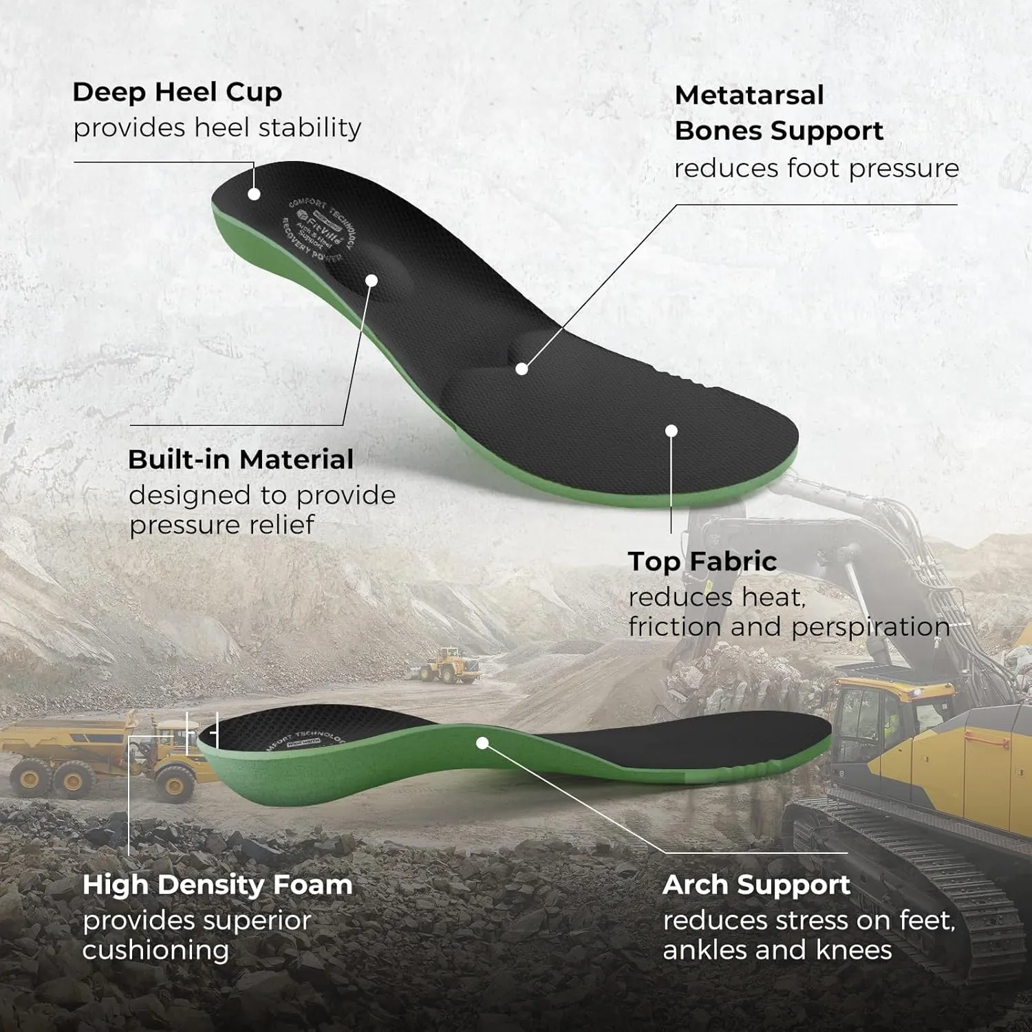 FitVille Exitra Wide Steel Toe Shoes for Men Puncture Proof Composite Toe Safety Work Shoes with Arch Support