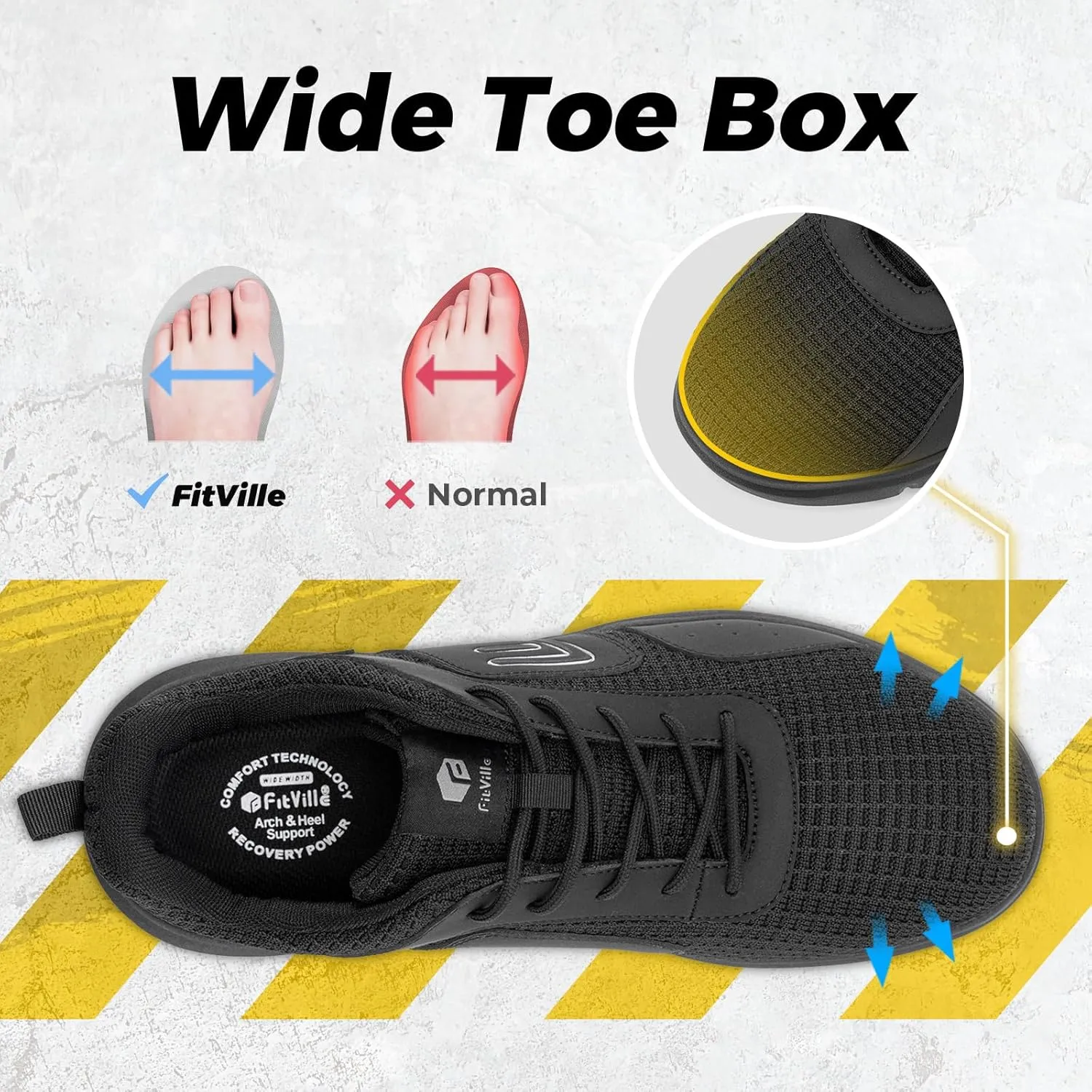 FitVille Exitra Wide Steel Toe Shoes for Men Puncture Proof Composite Toe Safety Work Shoes with Arch Support