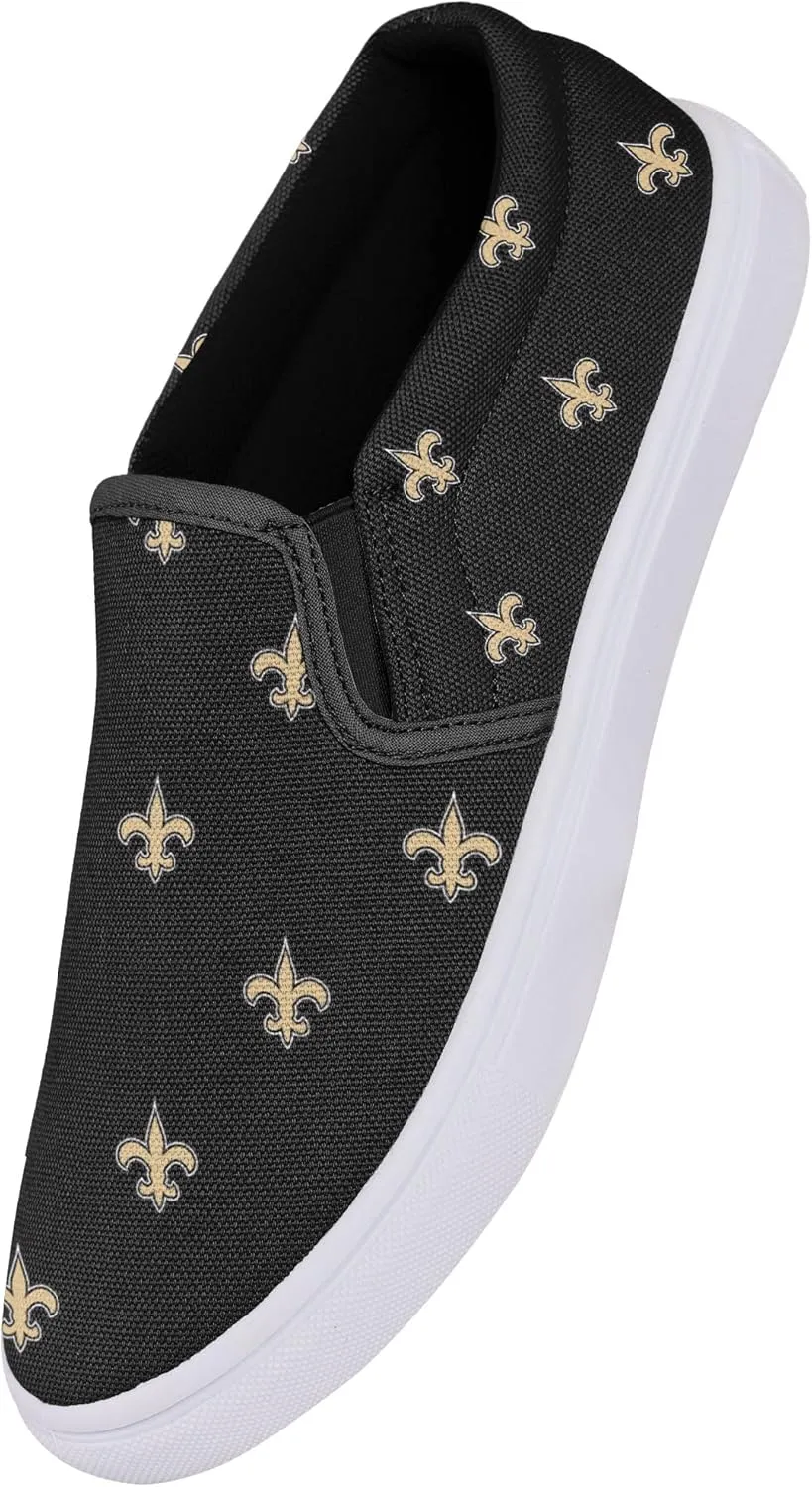 FOCO Women's NFL Team Ladies Repeat Logo Slip on Canvas Shoes