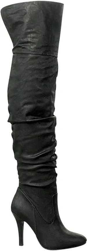 Forever Link Womens Focus-33 Fashion Stylish Pull On Over Knee High Sexy Boots,Black,8.5