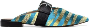 FOWT Casual Straps Buckle Loafers for Women V Cut Closed Pointed Toe Solid Color Flats Low Heel Lightweight Slippers Wide Width Slip-on Flip Flop Comfort Walking Shoes Size 4-16 US