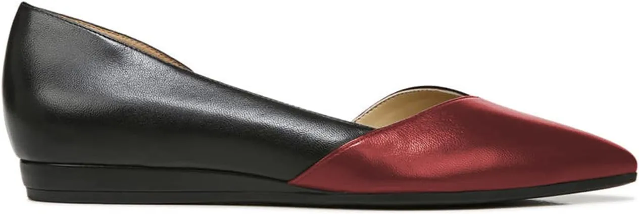 FOWT Spring Two-Toned Leather Leopard Print Patchwork Half D'Orsay Flats Chic Sexy Pointed Toe Slip on Low Heel Shoes Elegant Simple Office Black Ballet Flats for Women, US Size 4-16 M