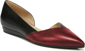 FOWT Spring Two-Toned Leather Leopard Print Patchwork Half D'Orsay Flats Chic Sexy Pointed Toe Slip on Low Heel Shoes Elegant Simple Office Black Ballet Flats for Women, US Size 4-16 M