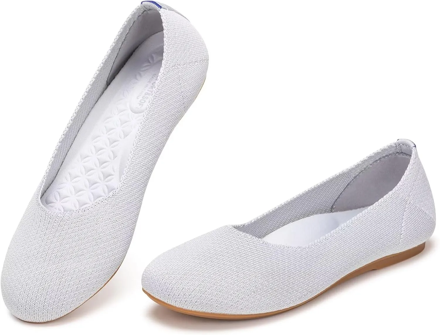 Frank Mully Women’s Ballet Flat Shoes Knit Dress Shoes Round Toe Slip On Ballerina Walking Flats Shoes for Woman Low Wedge Comfort Soft