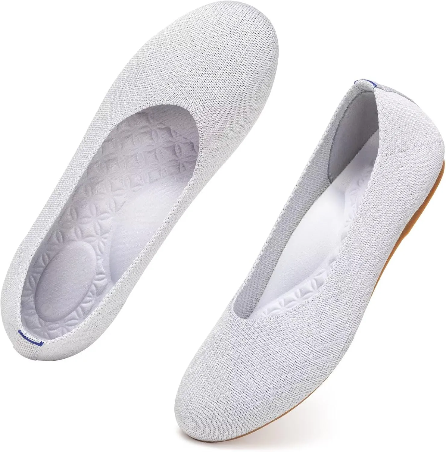 Frank Mully Women’s Ballet Flat Shoes Knit Dress Shoes Round Toe Slip On Ballerina Walking Flats Shoes for Woman Low Wedge Comfort Soft