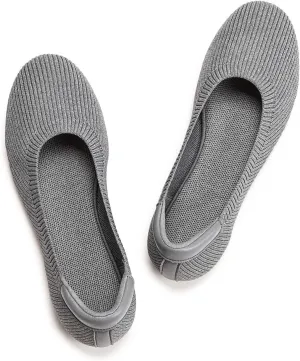 Frank Mully Women’s Ballet Flat Shoes Knit Dress Shoes Round Toe Slip On Ballerina Walking Flats Shoes for Woman Low Wedge Comfort Soft