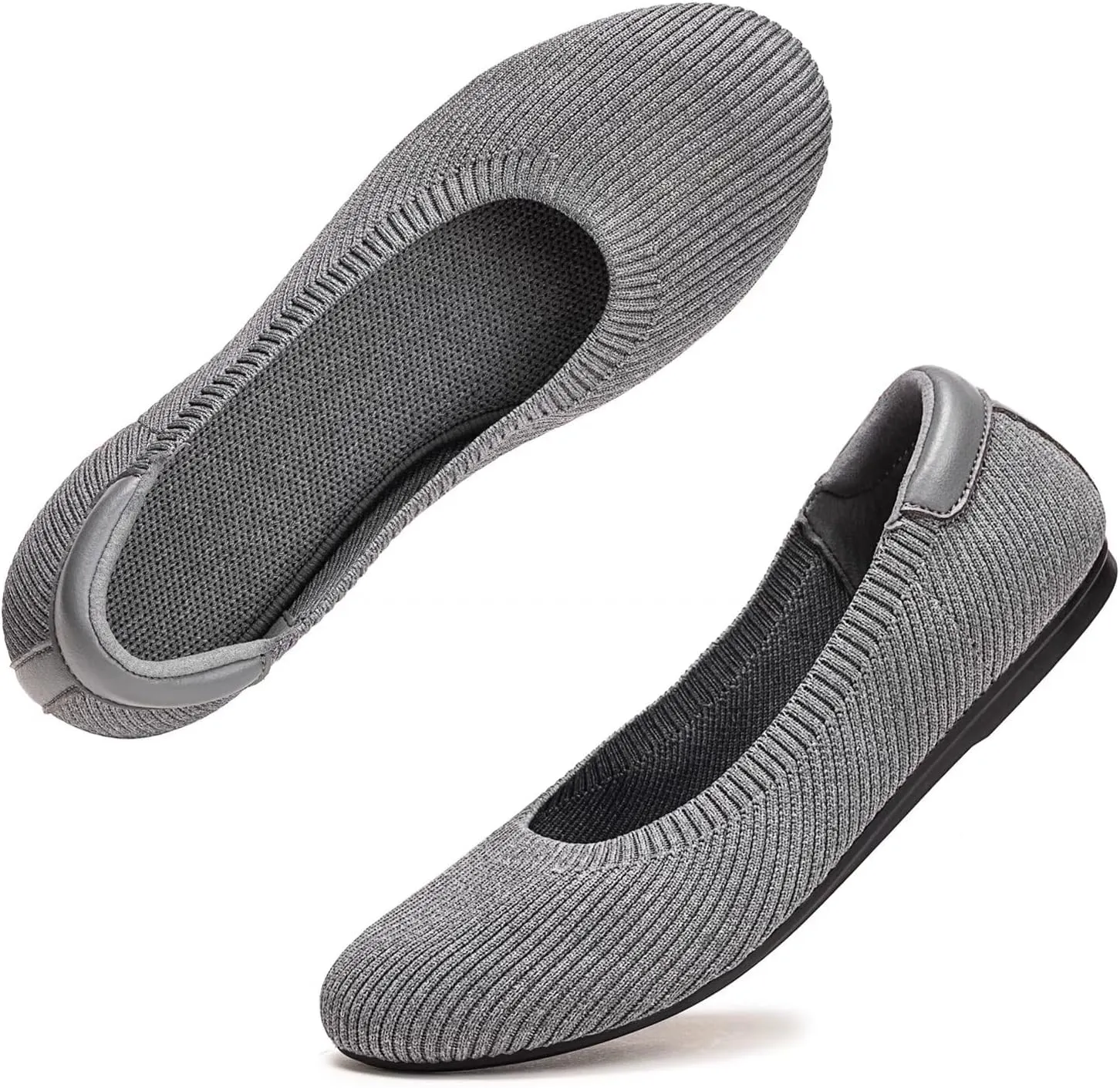 Frank Mully Women’s Ballet Flat Shoes Knit Dress Shoes Round Toe Slip On Ballerina Walking Flats Shoes for Woman Low Wedge Comfort Soft