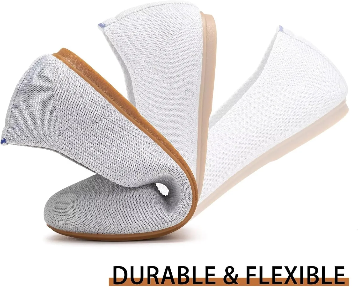 Frank Mully Women’s Ballet Flat Shoes Knit Dress Shoes Round Toe Slip On Ballerina Walking Flats Shoes for Woman Low Wedge Comfort Soft