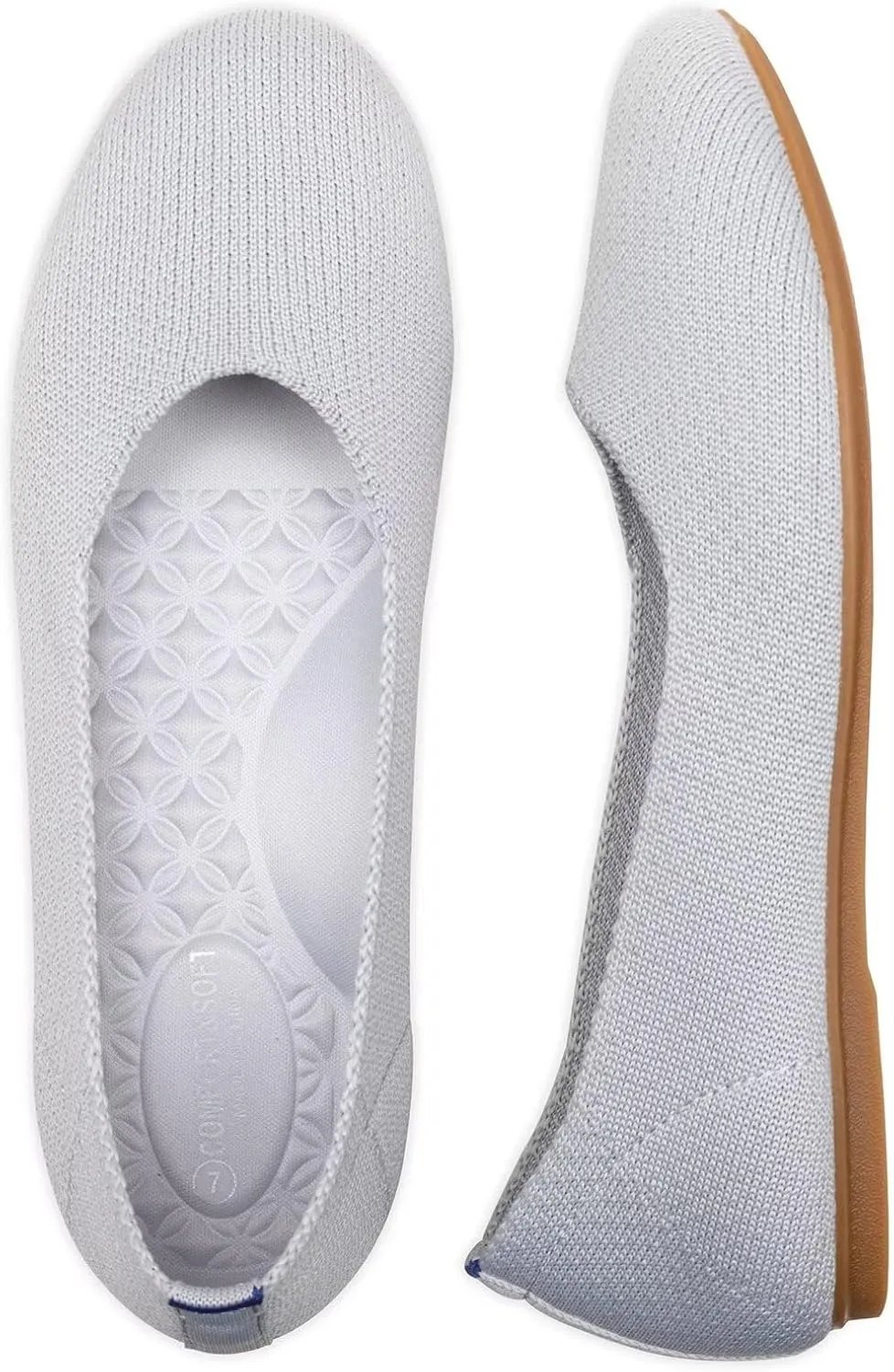 Frank Mully Women’s Ballet Flat Shoes Knit Dress Shoes Round Toe Slip On Ballerina Walking Flats Shoes for Woman Low Wedge Comfort Soft
