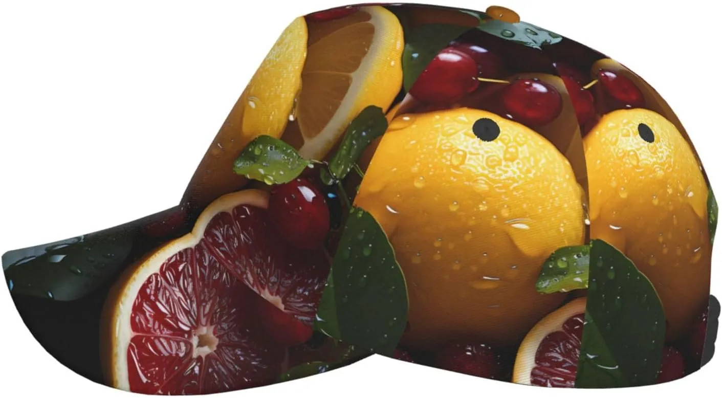 Fresh Oranges Kiwis Classic Baseball Cap - Adjustable Running Hat - Ideal for Beach Vacation, Outdoor Sports & Travel