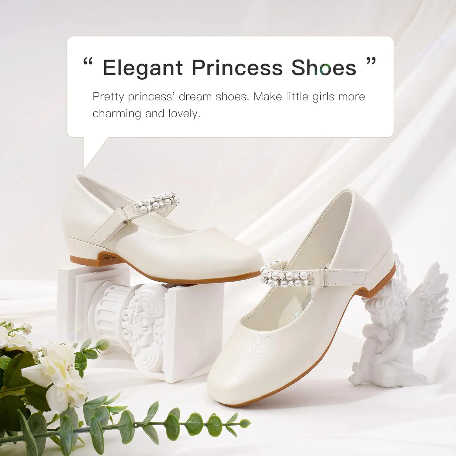 Furdeour Toddler Girls Mary Janes Shoes Low Heel Ballet Flats Wedding Party Dress Shoes for Kids