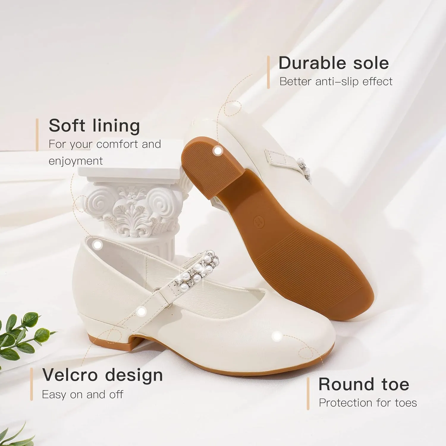 Furdeour Toddler Girls Mary Janes Shoes Low Heel Ballet Flats Wedding Party Dress Shoes for Kids