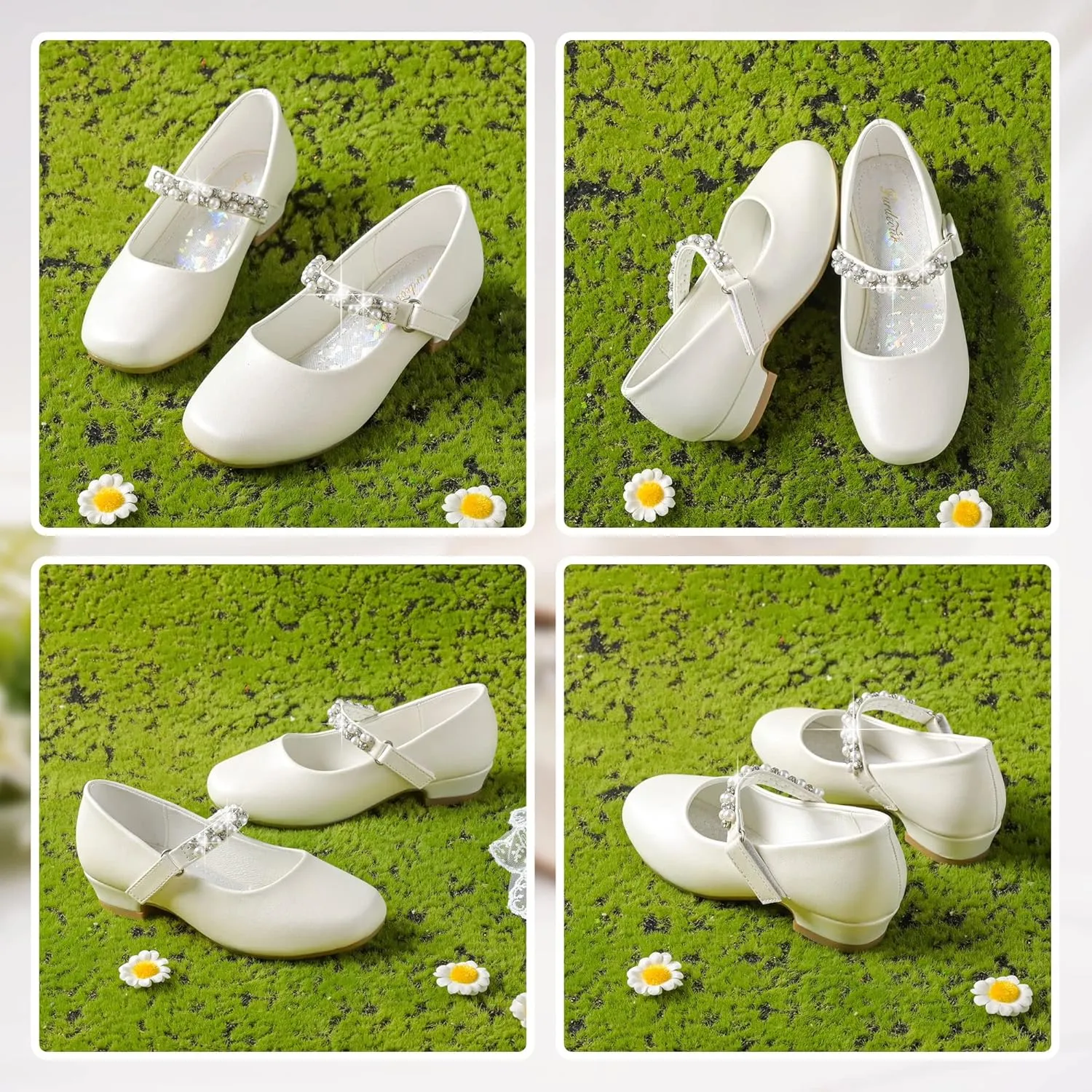 Furdeour Toddler Girls Mary Janes Shoes Low Heel Ballet Flats Wedding Party Dress Shoes for Kids