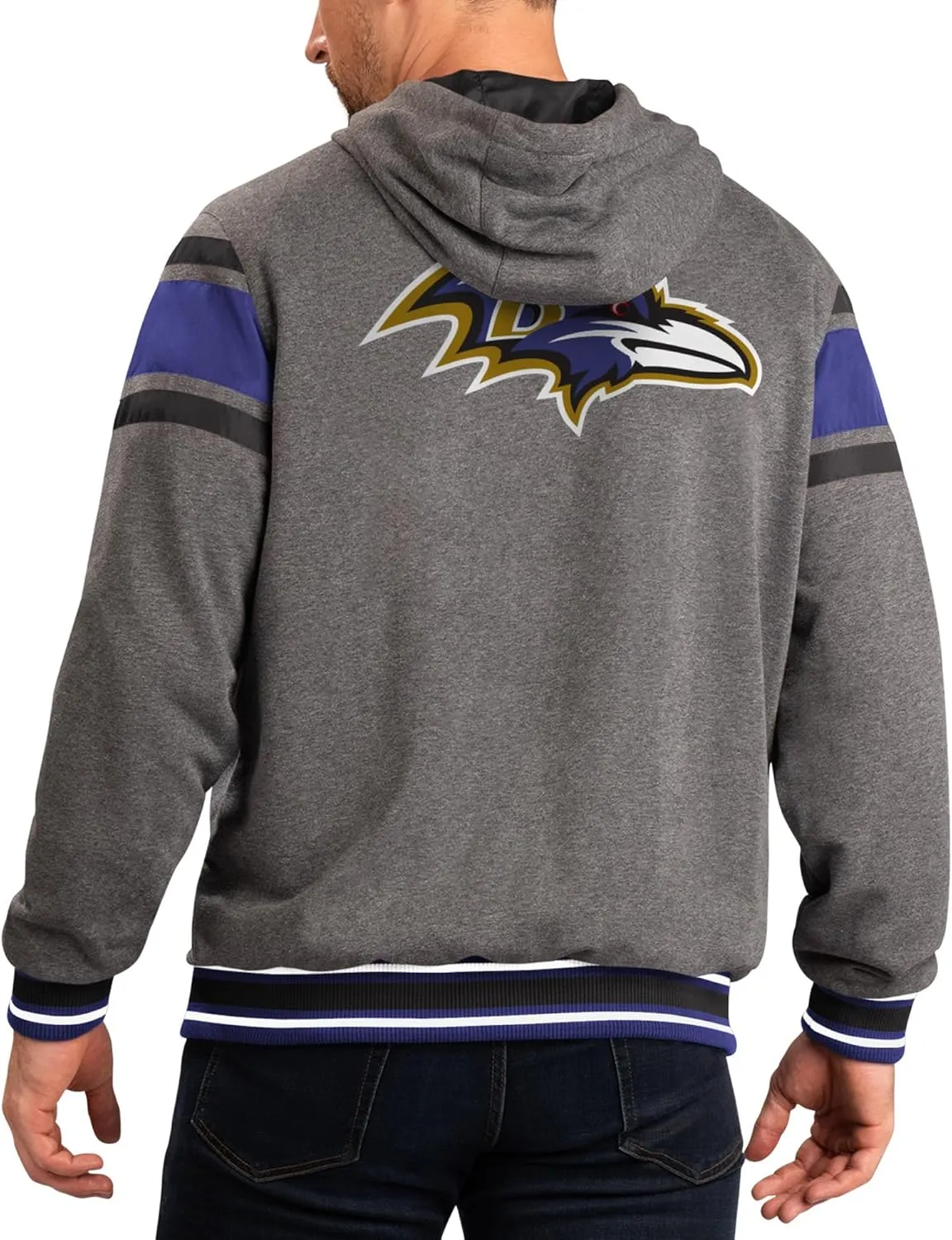 G-III Sports Men's NFL Extreme Full Back Reversible Hoodie Full-Zip Jacket