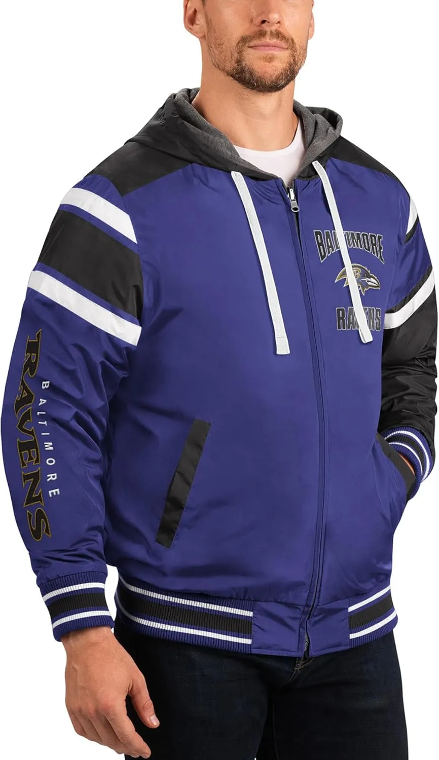 G-III Sports Men's NFL Extreme Full Back Reversible Hoodie Full-Zip Jacket
