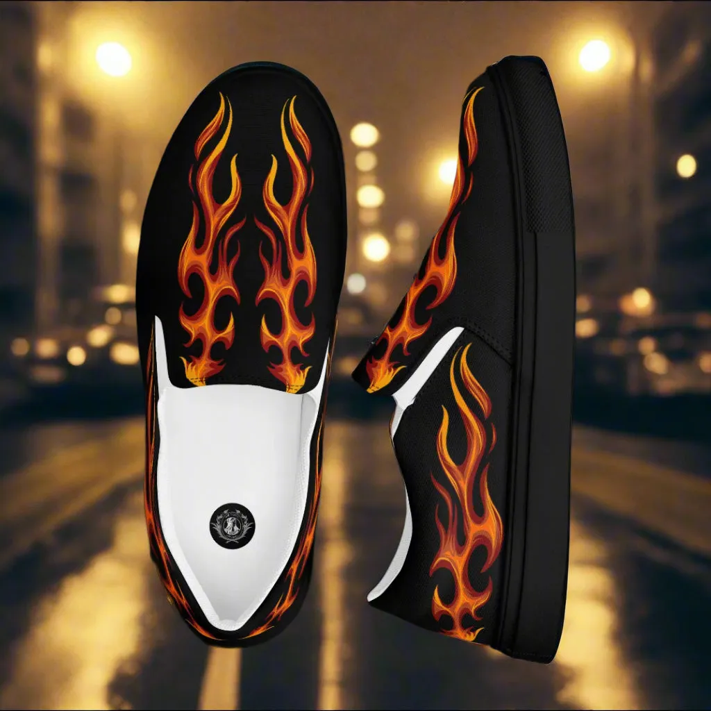 GeoMetro Men's Tribal Flame Design Slip-On Canvas Shoes